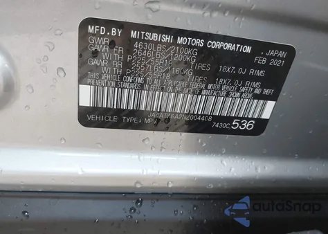 2022 Mitsubishi Eclipse Cross Se S-Awc/Se Special Edition S-Awc/Sel S-Awc/Sel Special Edition S-Awc from USA, damaged, VIN JA4ATWAA2NZ004408